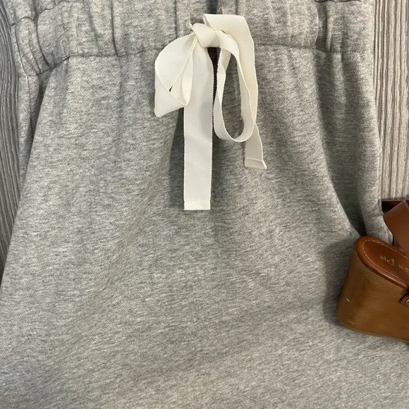 Banana Republic Grey & White T-shirt Dress Drawstring Bow M Medium - Picture 6 of 8
